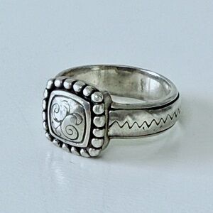 Vintage Brighton Sterling Silver 925 Scroll Heart Signet Ring Size 6.5 - 6.4g